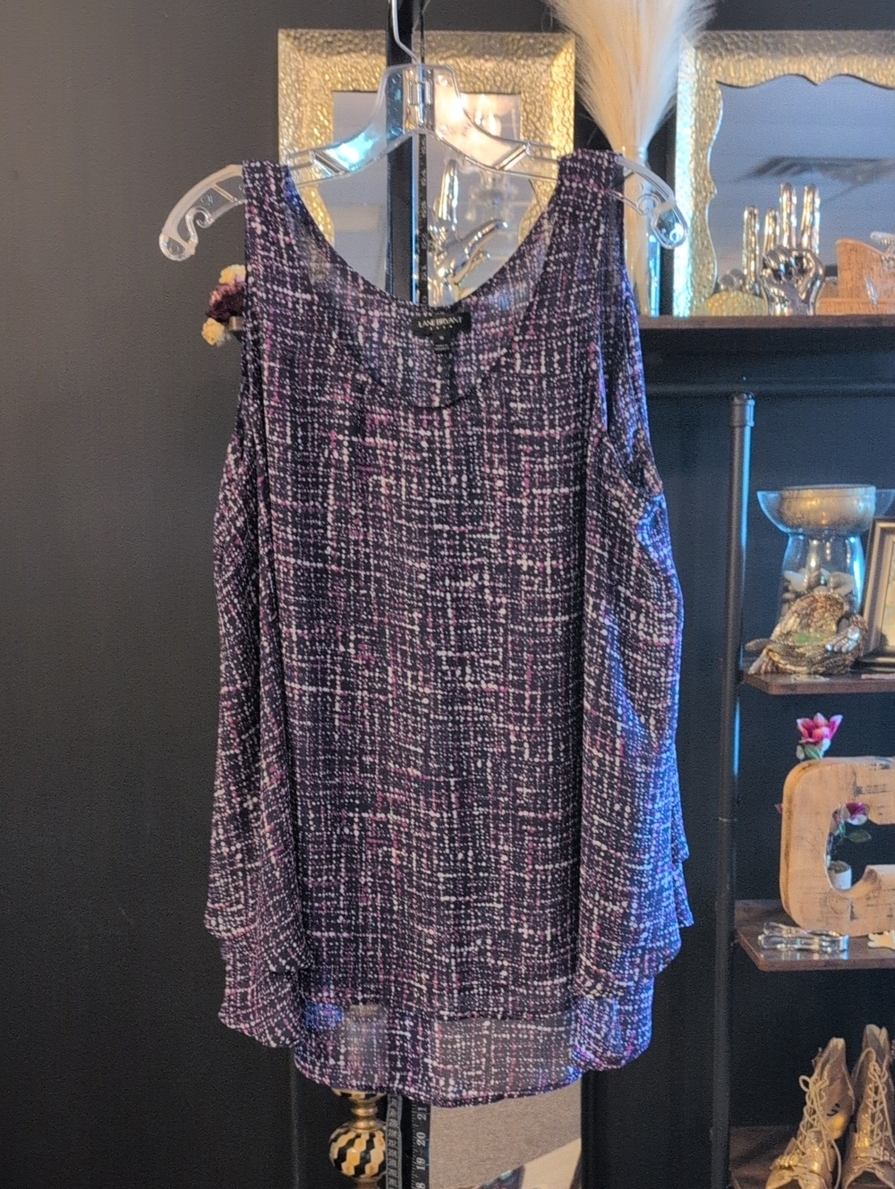 Lane Bryant Purple & Black Textured Sleeveless Camisole